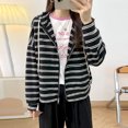 thumbnail image 5 of Chaquetas a rayas para mujer, moda coreana, cárdigans holgados de manga larga con capucha, abrigos de algodón con cremallera de gran tamaño, ropa informal para mujer, 5 of 5
