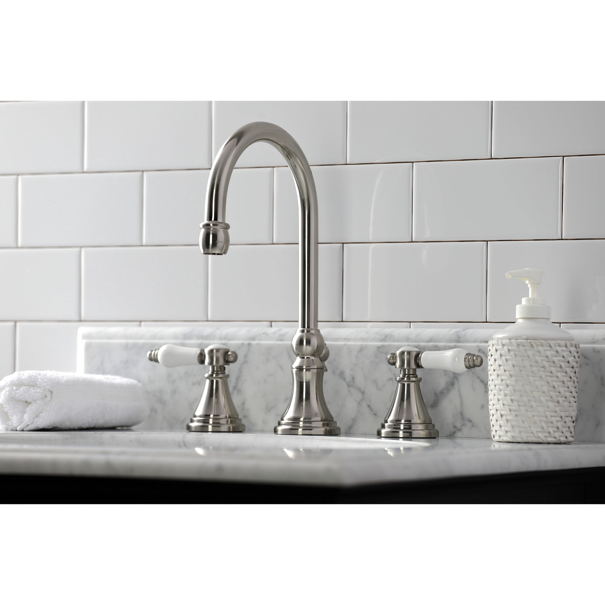 Kingston Brass KS2988BPL Bel-Air Widespread Bathroom Faucet with Brass Pop-Up, Brushed Nickel