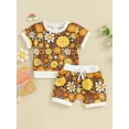 thumbnail image 3 of Musuos Baby Girl 2Pcs Summer Outfits 6 12 18 24M 3T Short Sleeve Floral Print T-Shirt + Shorts Set Infant Toddler Clothes, 3 of 10