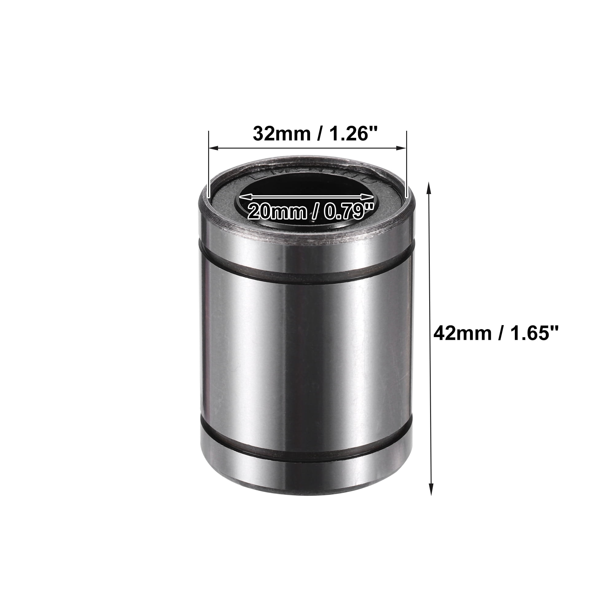 Unique Bargains 4 Pcs LM20UU 20mm IDx32mm ODx42mm Length Linear Ball Bearings Silver Tone