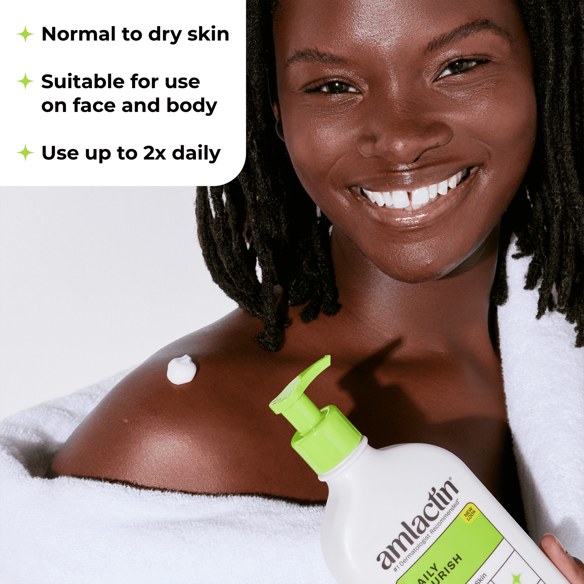 (2 pack) AmLactin Daily Nourish Body Lotion, 12% Lactic Acid for Dry Skin Relief, Exfoliating, 14.1OZ