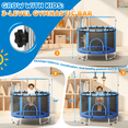 thumbnail image 6 of FEMCHIC 55" Kids Trampoline w/ Net, Trampoline for Kids Age 3-10, Indoor Outdoor Adjustable Small Trampoline for Toddler w/ Swing and Basketball Hoop 400LBS, Blue, 6 of 10