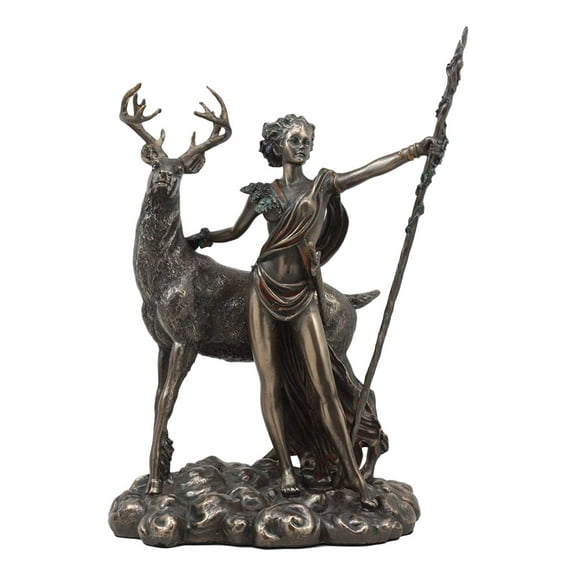 Ebros Greek Roman Goddess Of The Hunt Moon And Nature Diana With Stag Statue Artemis The Huntress Sculpture 11.5" H