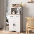 thumbnail image 2 of CQSXDA Wooden Kitchen Cabinet , Flat Countertop and 2 Drawers, Kitchen Pantry Storage Cabinet with Adjustable Shelves, Large Open Space for Microwave, (White), 2 of 8
