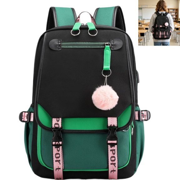 Preppy Style Student Backpack, Large Capacity Multi Pocket Two Shoulder School Backpack for Middle High School College, Casual Daily Travel Daypack Bookbag