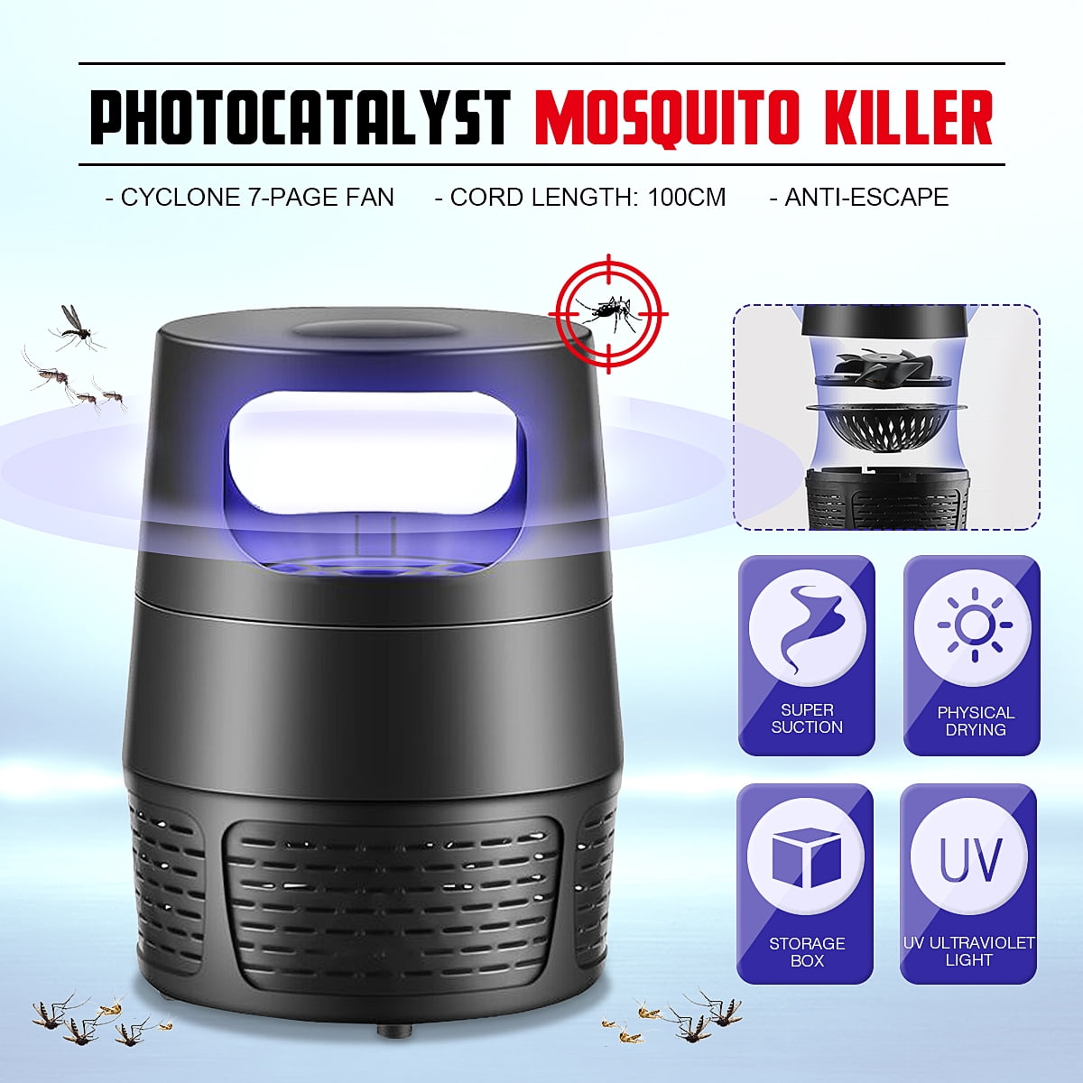 Mini 12V Eco-friendly LED Photocatalyst Mosquito Killer Bugs Repellent Lamp