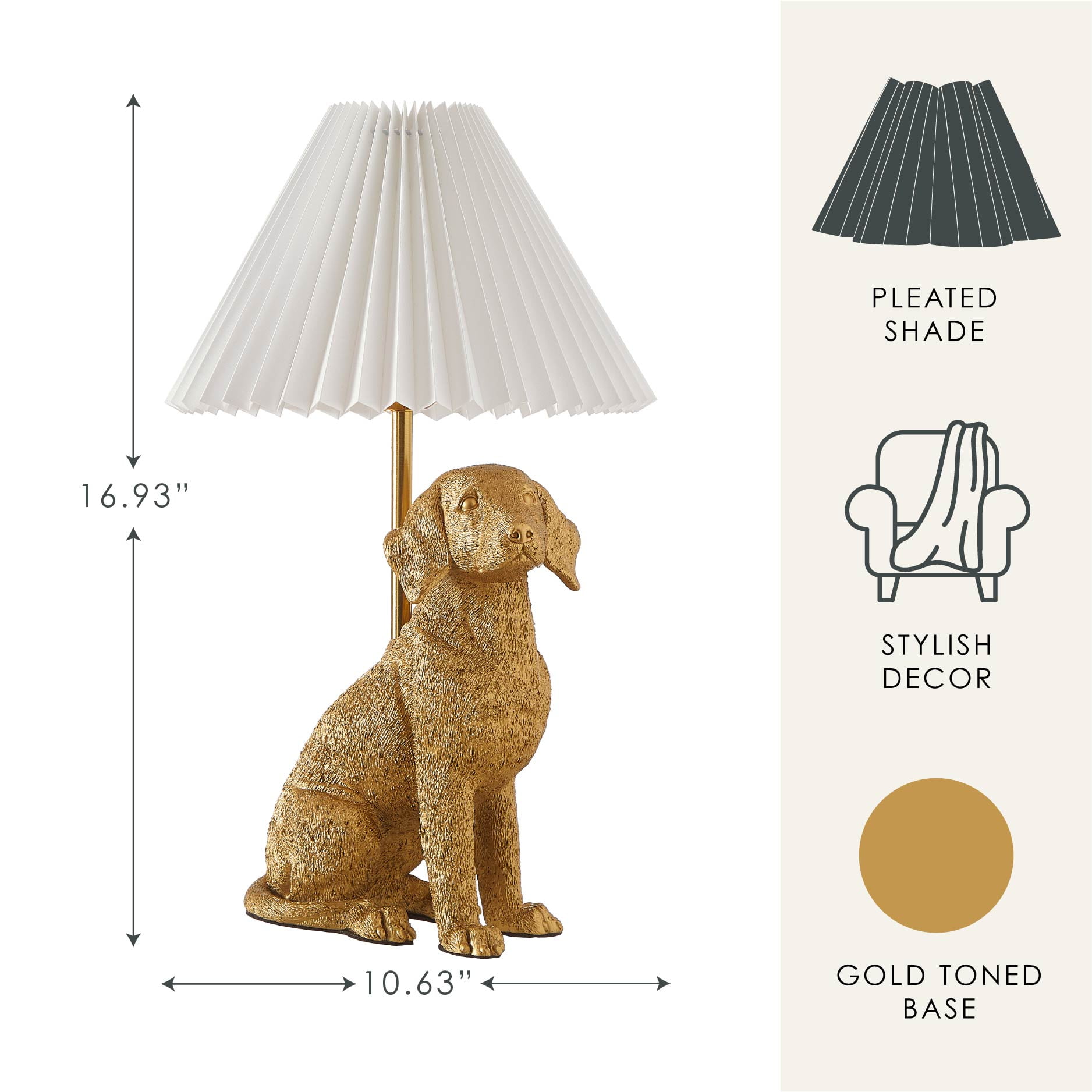 Home Decor Collection White Labrador Dog Brass Table Lamp