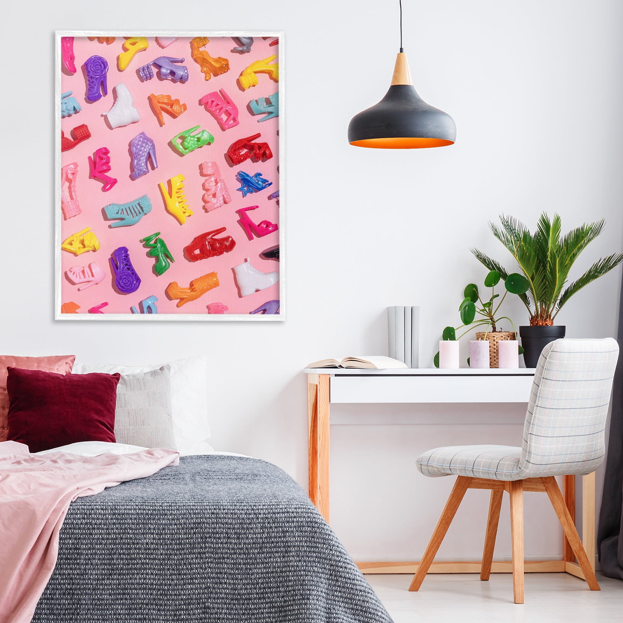Stupell Industries Tiny Colorful Doll Shoes White Framed Giclee Art, design by LISH Creative