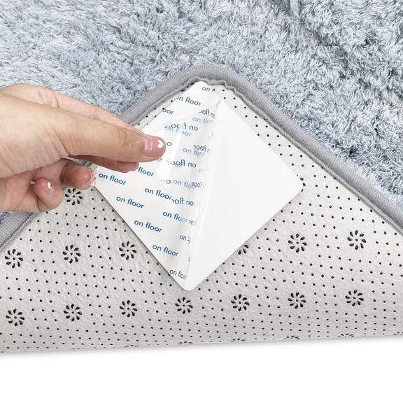 8 PCS Rug Pad Gripper for Hardwood Floors , Non-Slip Rug Pad with Adhesive Backing,Vacuum Tech No Damage White