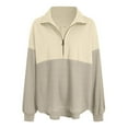 thumbnail image 4 of GEWSEY Womens Sweatshirt Casual Waffle Knit Tops Half Zip Pullover Long Sleeve Shirts Quarter Zip Sweatshirts Trendy Fall Clothes 2025 (Beige, L), 4 of 4