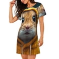 thumbnail image 2 of Disketp Modern Yellow Sweater Guinea Pig para Camisón Corto de Manga Corta para Mujeres, Camisón Cómodo con Escote Redondo, Bonito y Confortable, 2 of 6