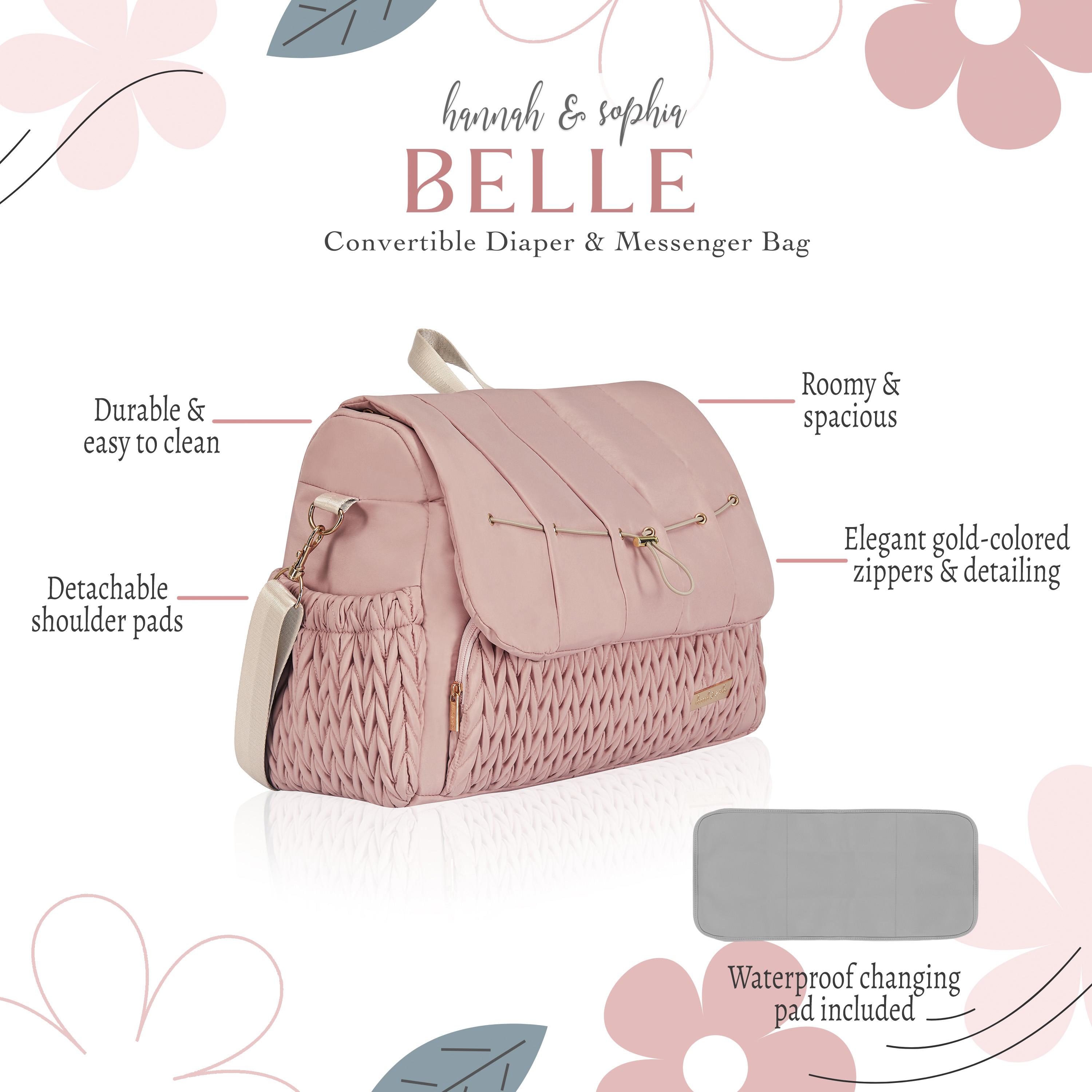 Hannah & Sophia Belle Convertible Diaper Backpack photo 7