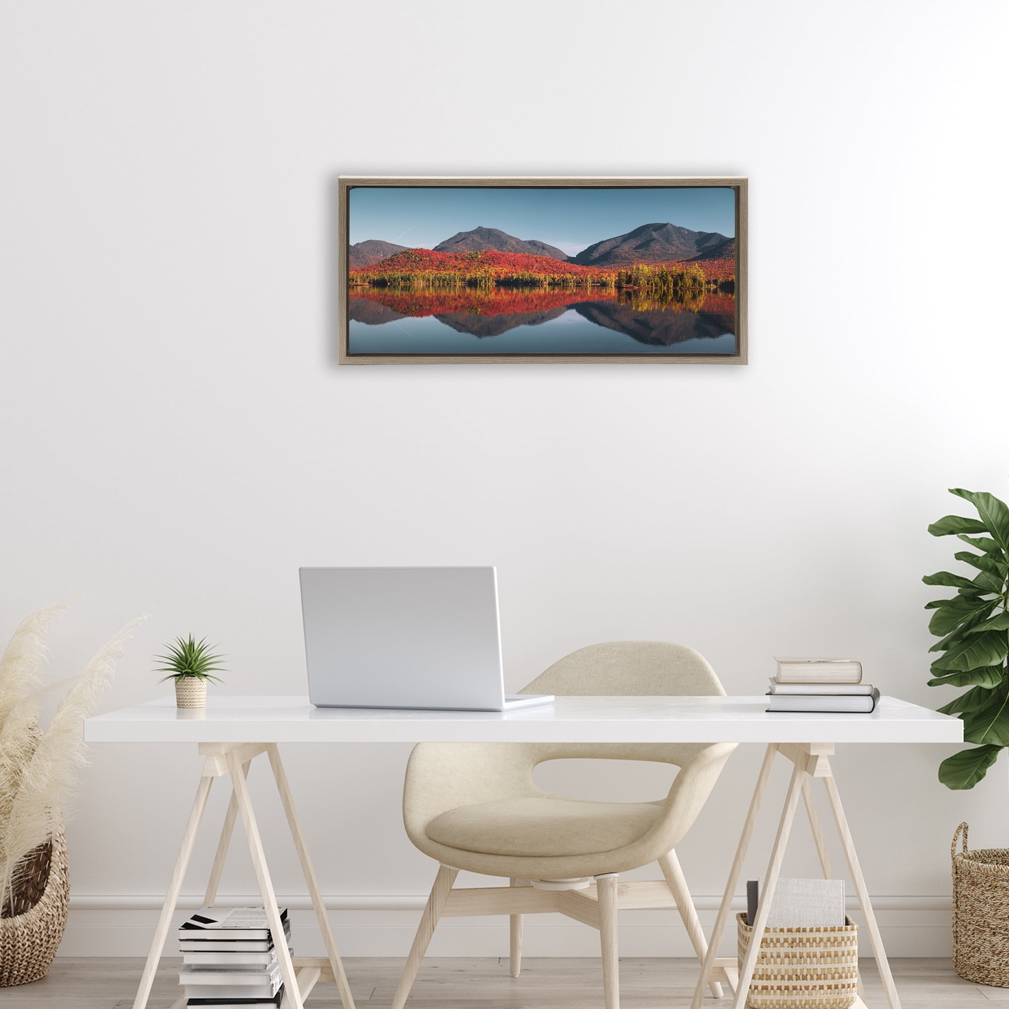 Stupell Industries Autumn Panorama Reflections Brown Framed Floater Canvas Wall Art, design by Jonathan Zaharek