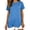 Blue, variant on Crew Neck T Shirts for Women Short Sleeve Solid Color Asymmetric Hem Shirts Loose Fit Simple Blouses Red L