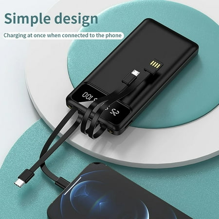 Portable Charger, Slimmest 10000mAh 5V/3A Power Bank, USB C in&Out High-Speed Charging Battery Pack, External Phone Powerbank Compatible with iPhone 15 14 13 12 X Samsung S22 S21 Google iPad