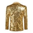 thumbnail image 4 of KHONTS Men's Sequin Blazer Sparkly Glitter Jacket Shiny Floral Suit Jacket Stylish Party Wedding Banquet Prom Tuxedo GD1 XXXL, 4 of 7
