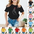 thumbnail image 2 of LRen Girls Basic Top Girls Shirts Short Sleeve Cotton Kids T-Shirts Print Basic Tee Clothes Summer Tops for Girls, 2 of 6