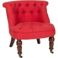 thumbnail image 4 of SAFAVIEH Carlin Classic Farmhouse Tufted Chair with Casters, Cranberry, 4 of 4