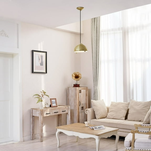 Dolores 1-Light Matte Brass Pendant Lighting with Bulb Included