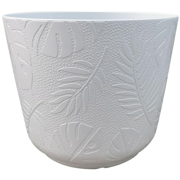 Mainstays 16in Playa Large White Plastic Planter, Frost and fade resistant