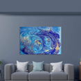 thumbnail image 2 of Rosework Framed Canvas Wall Art, 20x30 Inch, Blue and Gold Splash Abstract, Made In USA, 2 of 6