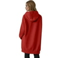 thumbnail image 5 of Resicozy Women's Zip Up Hoodies Oversized Solid Color Long Tunic Sweatshirts Casual Fall Jacket Coat with Pocket Red S, 5 of 6