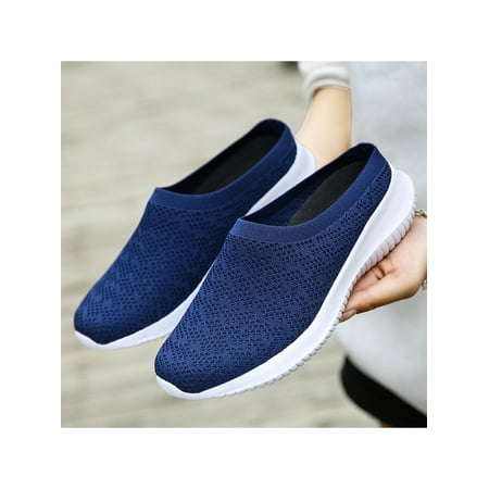 

Wazshop Women Loafers Solid Color Flats Low Top Shoes Deodorant Closed Toe Sneakers Lady Canvas Absorb Shock Blue 5