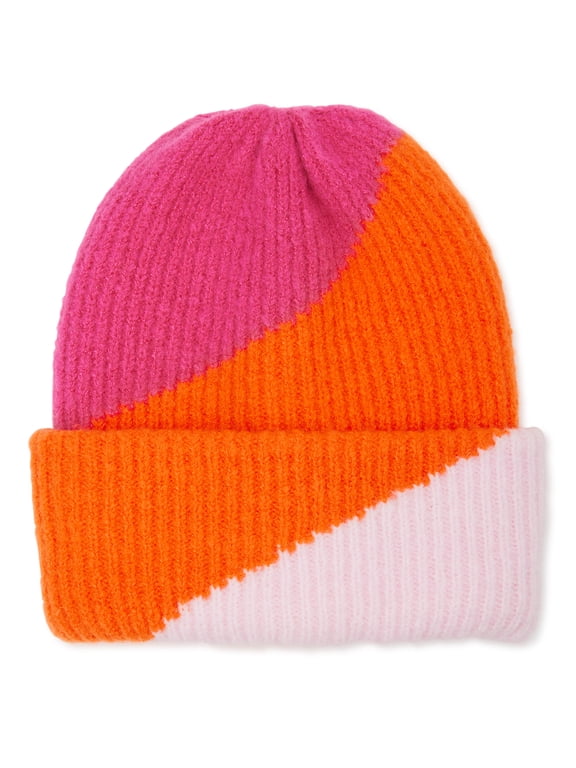 Women's Colorblocked Beanie Fuchsia Thrill