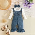 thumbnail image 2 of mgoYE Baby Girl Clothes 3 6 9 12 18 Months Preemie Baby Girl Suspender Outfits Fall Winter Outfits Gifts for Girls Cute Pant Sets(Blue,0-3 Months), 2 of 8