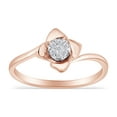thumbnail image 2 of AFFY Round Cut Natural White Diamond Accent Flower Petal Promise Ring For Women In 14K Rose Gold Plated 925 Sterling Silver (0.05 Cttw, I2-I3 Clarity), Ring Size -6, 2 of 5
