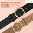 thumbnail image 5 of 2 Pack Women Leather Belt for Jeans Dress PU Leather Ladies Belt with Gold O Ring Buckle, 5 of 9