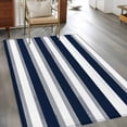 thumbnail image 2 of Navy Blue 4x6 Area Rugs for Living Room, and Grey Stripe Abstract Geometric Striped Non Slip Floor Mat Washable Low-Profile Indoor Carpet for Bedroom, Dining Room, Bathroom, 2 of 9