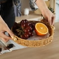 thumbnail image 4 of Voglyf Imitation Rattan Tray, Poly Wicker Trays for Fruit Food Serving Tray Imitation Wicker Trayts with Handles for Vegetables, Breakfast, Snacks, Dining Coffee Table (Round,11×11×1.77In), 4 of 6