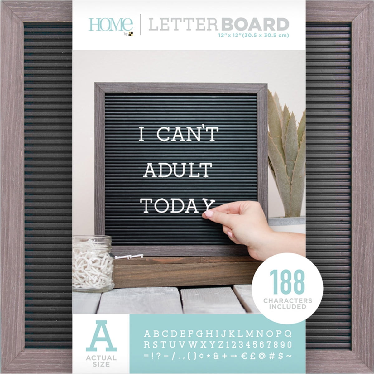 Grey Oak 127 Characters American Crafts DCWV 12" x 12" Backless Letter Board 