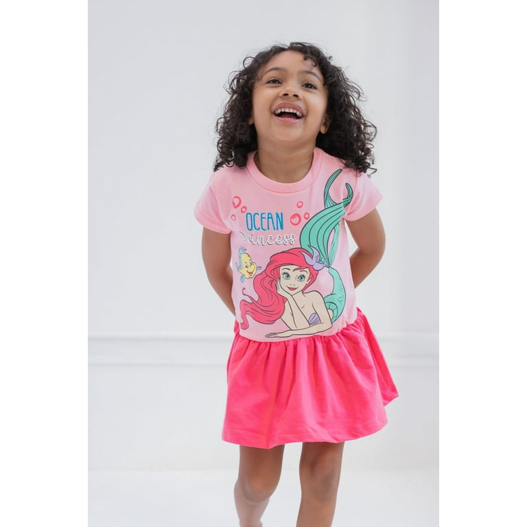 Disney Princess Ariel Dress: Toddler to Big Kid Girls, French Terry Clothes  Outfit, Little Mermaid Inspired Apparel - Walmart.com