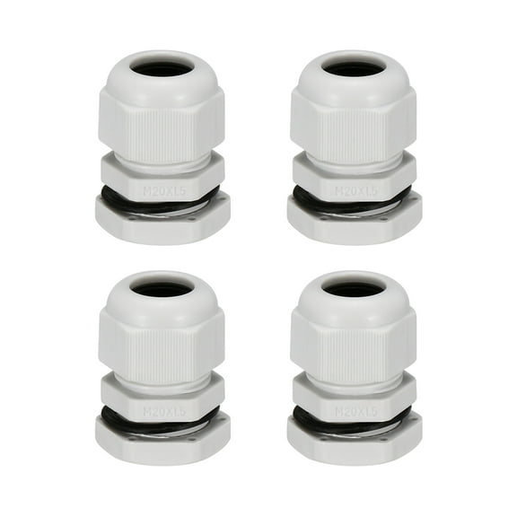 4Pcs M20x1.5 Cable Gland Waterproof Joint Adjustable White for 6mm-12mm Dia Wire