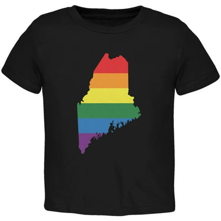 

Maine LGBT Gay Pride Rainbow Black Toddler T-Shirt - 3T