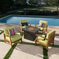 thumbnail image 2 of Easter Outdoor 4 Seat Teak Finished Acacia Wood Club Chairs Fire Pit Chat Set, 2 of 10