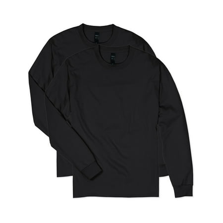 Hanes Men's Long Sleeve Beefy-T Shirt, Black, XX-Large (Pack of 2 ...