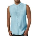 thumbnail image 2 of JXMVOJ Men's Casual Fashion Tank Tops Summer Sleeveless Regular Fit Solid Color Muscle T-Shirts Tops Lightweight Button Front Turndown Collar Shirts, 2 of 6
