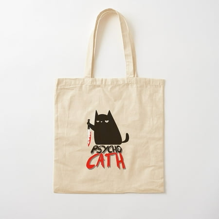 Psycho Killer Cat With Knife - New Funny Halloween Cat Lover Shirt Cotton Tote Bag Canvas Tote Bag  Family Gift For Mother  Her