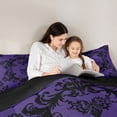 thumbnail image 5 of Homewish Spooky Gothic Skeleton Bedding Comforter Set,Ancient Baroque Print Twin Comforter Sets,Black Purple Bedding Set For Boys Girls,Breathable Home Decor Reversible,2pcs, 5 of 8