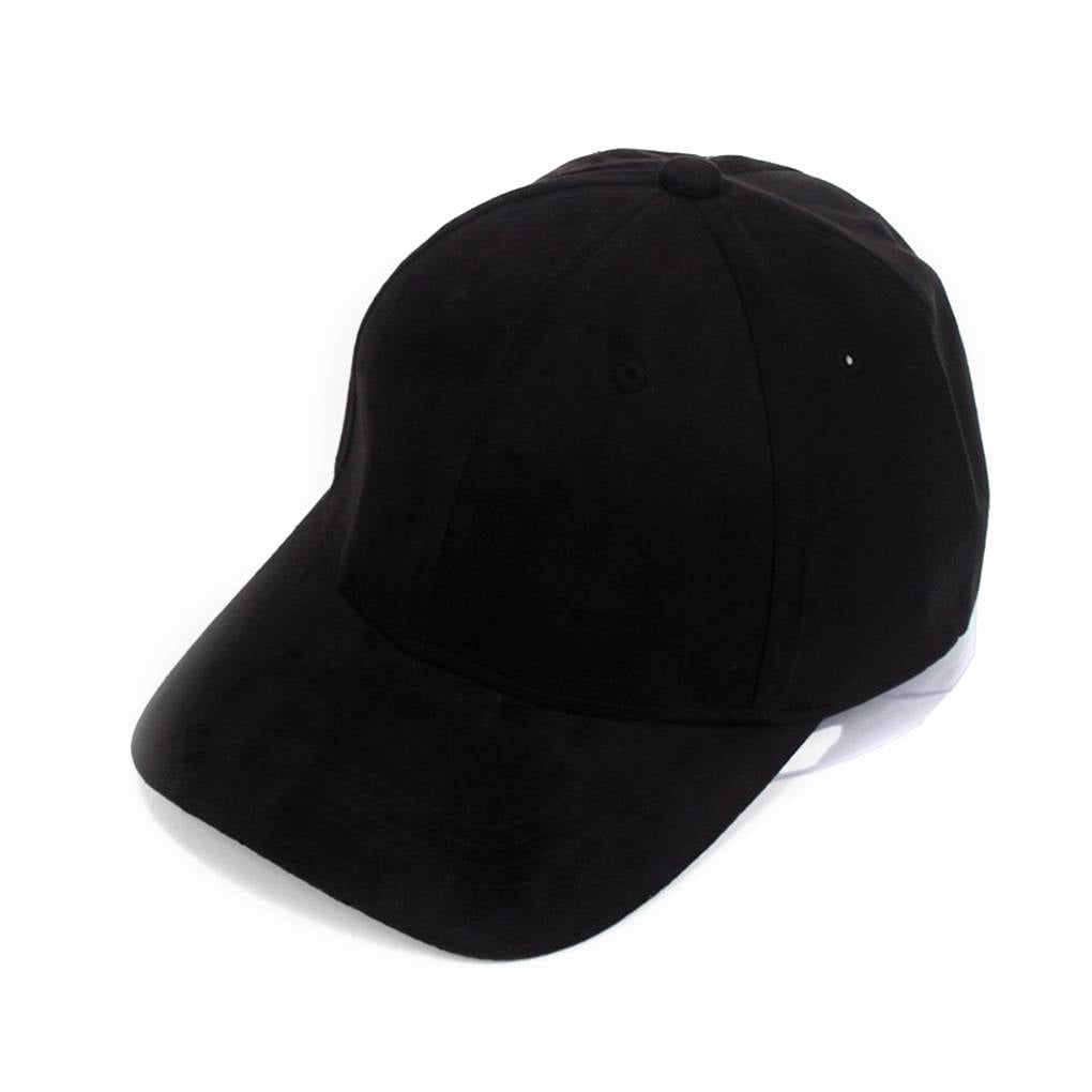 Suede Plain Solid Color Baseball Curved Cap Hat 