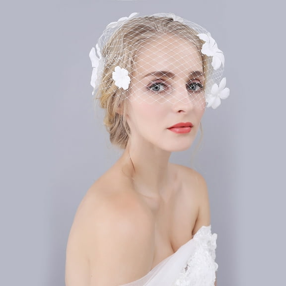 COSMOBETTY 1Pack Bridal Headpieces Short Veil Tulle for Women Wedding Covered Face 42 x 23 x 0.4in
