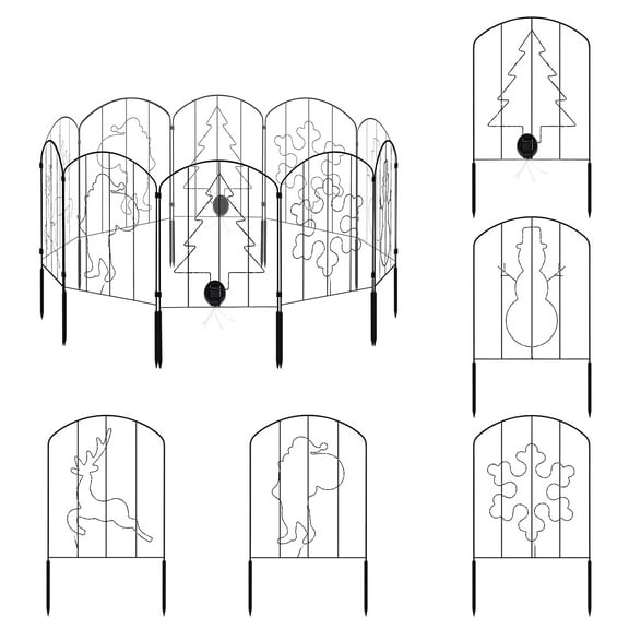 10 Pieces Anti-Rust Metal Fence Panels, Black Fence, Decorative Garden Fence and Border