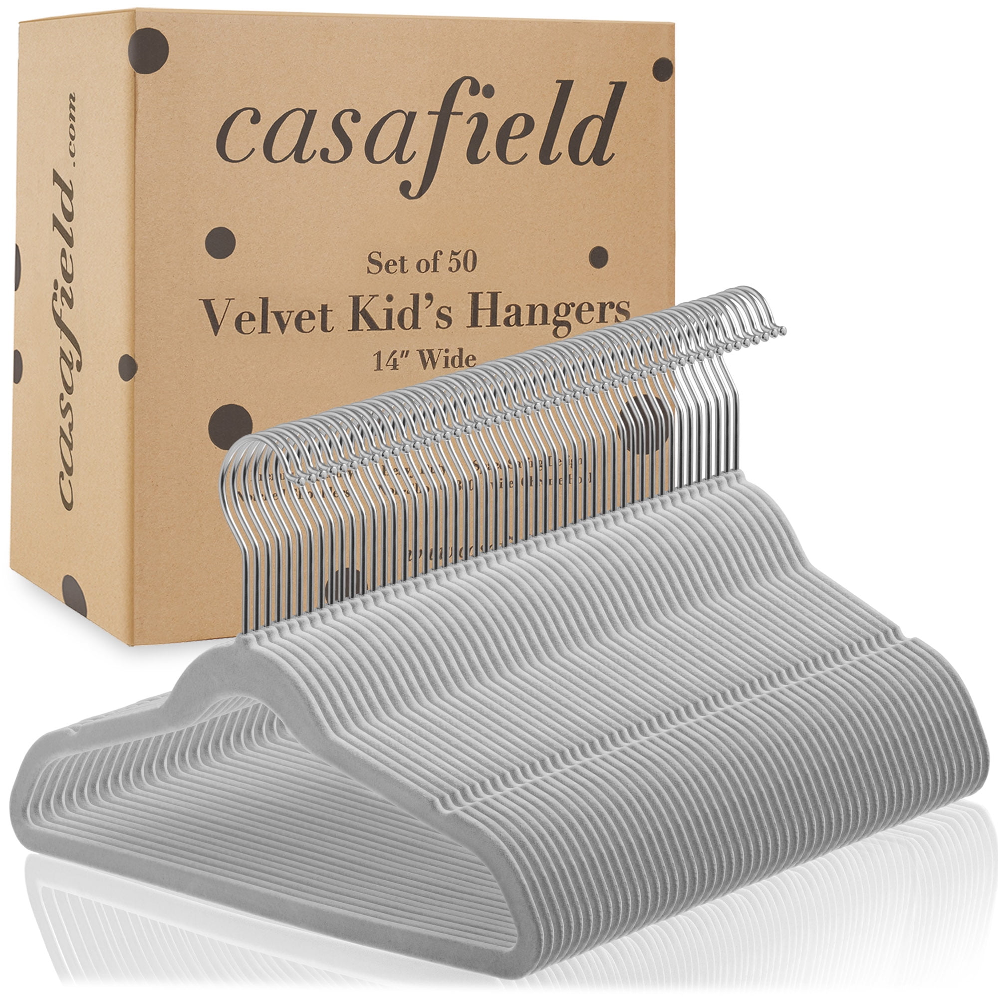Premium Kids Velvet Hangers (14” Inch - 50 Pack) Nonslip 14 - 50 Pack  Ivory