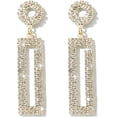 thumbnail image 1 of Pendientes largos con circonita cúbica rectangular geométrica y diamantes de imitación para mujer, hipoalergénicos, 1 of 4