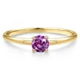 thumbnail image 3 of Gem Stone King 14K Yellow Gold Fancy Purple Zirconia Engagement Ring for Women | 0.46 Cttw | Round 5MM | Gemstone Birthstone | Size 7, 3 of 6