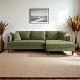 thumbnail image 2 of Edenton Mid-Century Modern Velvet Right Facing Sectional Sofa in Olive Green, 2 of 6