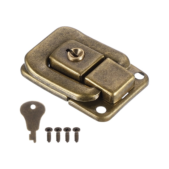 Uxcell 1.6"x1.10" Iron Suitcase Lock Hasp Toggle Catch Latch with Key/Screw, Bronze 1Pcs